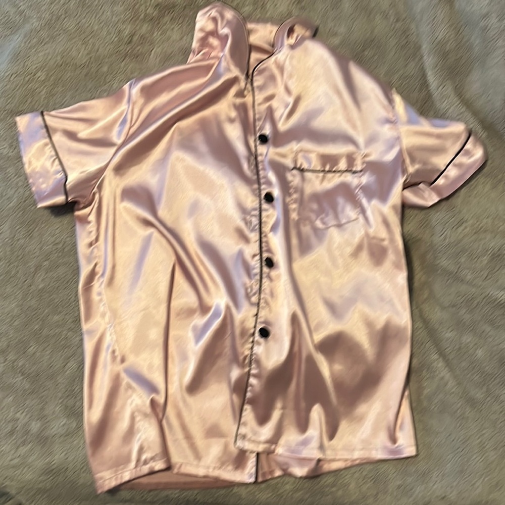 Pink & Black Satin Sleep Shirt. (Not a set)